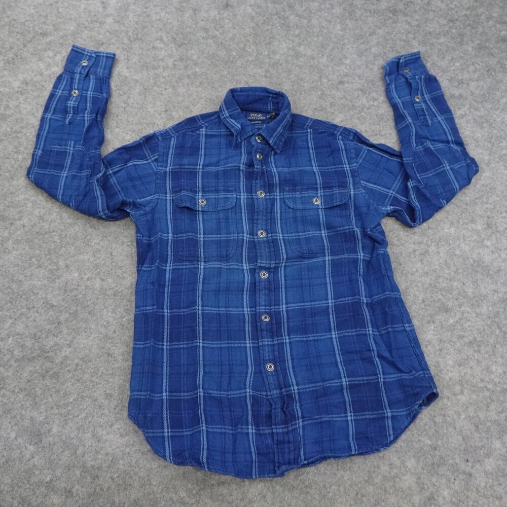 Ralph Lauren Button Up Shirt Womens Small Relaxed Fit Indigo Blue Cotton E
